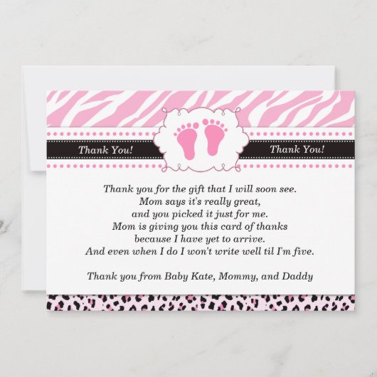 Roze Feet Leopard Cheetah Hartelijk dank Bedankkaart (Voorkant)