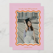 Roze Felgekleurde Kronkels Afstudeerverskaart Kaart (Voorkant / Achterkant)