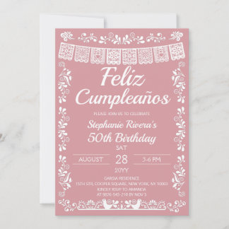 Roze 'Feliz Cumpleaños' 50e verjaardag Kaart