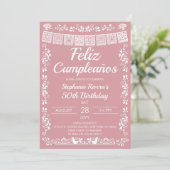 Roze 'Feliz Cumpleaños' 50e verjaardag Kaart (Staand voorkant)