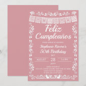 Roze 'Feliz Cumpleaños' 50e verjaardag Kaart (Voorkant / Achterkant)