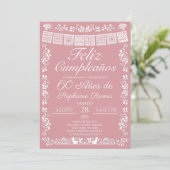 Roze Feliz Cumpleaños 60e Verjaardag Kaart (Staand voorkant)