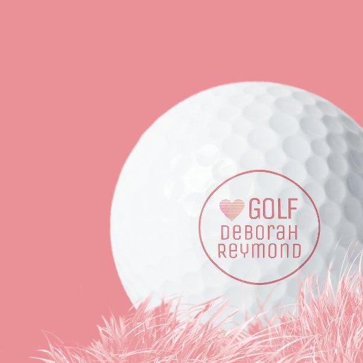 Roze Feminine Golfer Name Circle Logo Golfballen