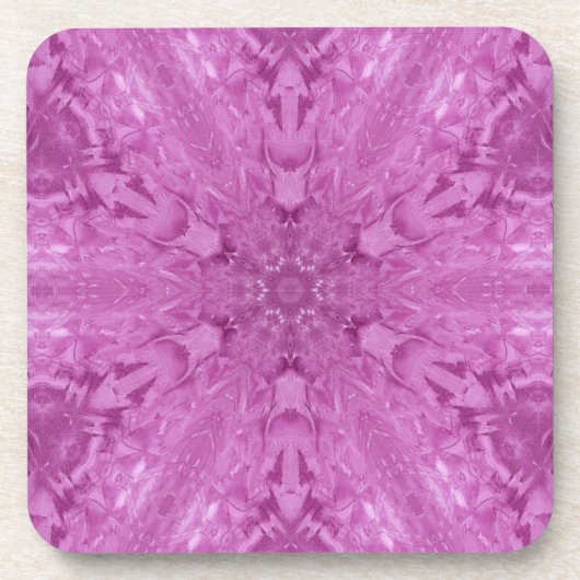 Roze Feminine Lace Kaleidoscope Snowflake Bier Onderzetter (Voorkant)