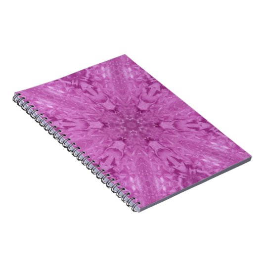 Roze Feminine Lace Kaleidoscope Snowflake Notitieboek (Rechterzijde)