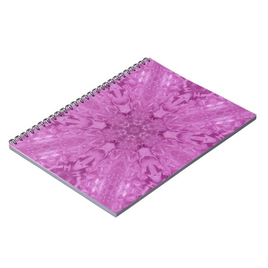 Roze Feminine Lace Kaleidoscope Snowflake Notitieboek (Linkerzijde)