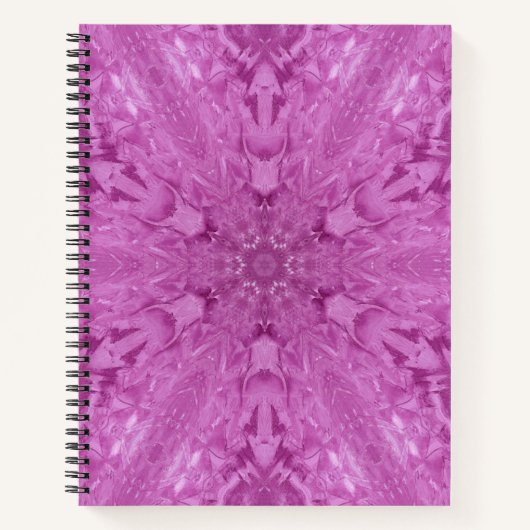 Roze Feminine Lace Kaleidoscope Snowflake Notitieboek (Voorkant)