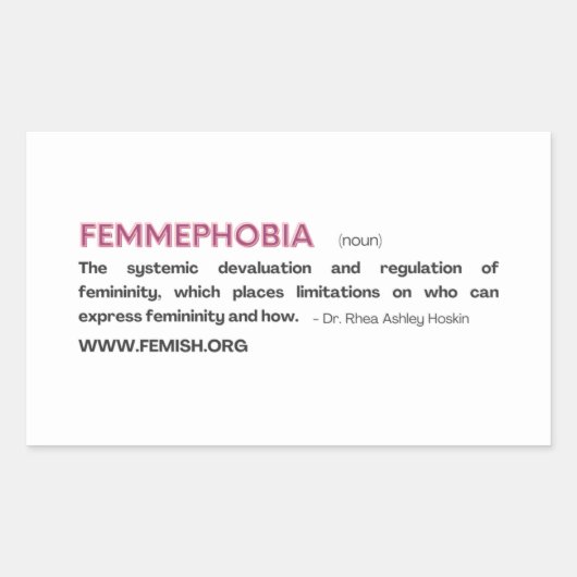 Roze FEMMEFOBIA-Sticker Rechthoekige Sticker (Voorkant)