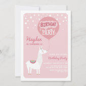 Roze Festive Alpaca Kids Birthday Kaart (Voorkant)