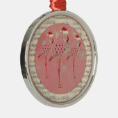 Roze festive Flamingos Snowflakes Ornament (Rechts)