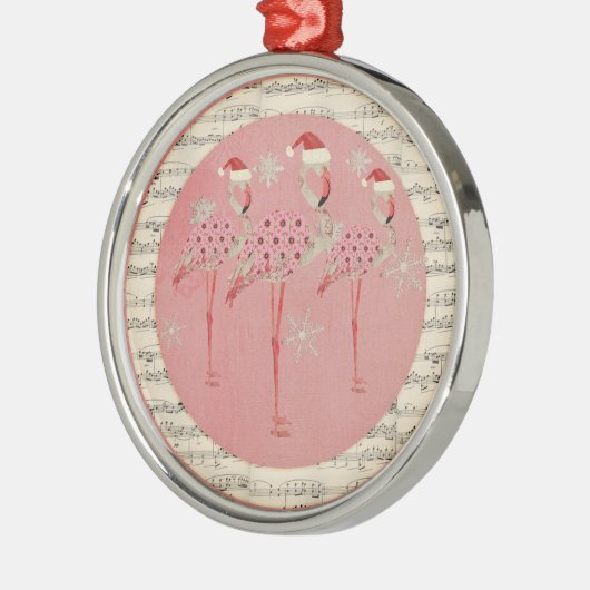 Roze festive Flamingos Snowflakes Ornament (Links)