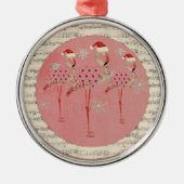 Roze festive Flamingos Snowflakes Ornament (Voorkant)
