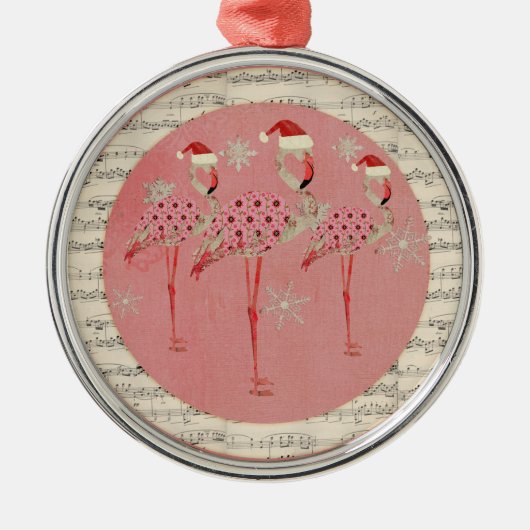 Roze festive Flamingos Snowflakes Ornament (Voorkant)
