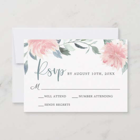 Roze fiasappel Elegant Wedding RSVP (Voorkant)