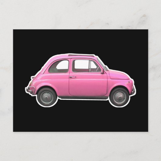 Roze fiat 500 Cinquecento -zestig auto Briefkaart (Voorkant)