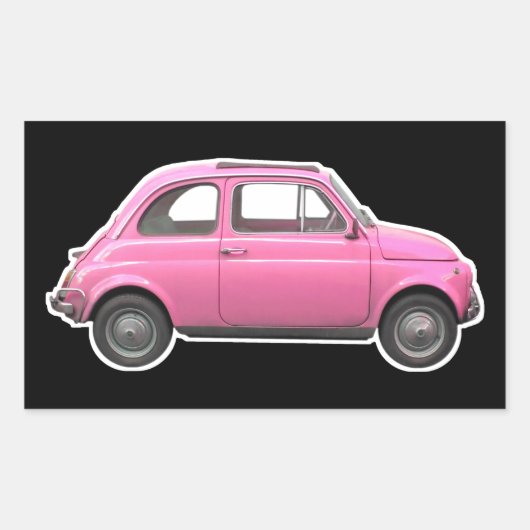 Roze fiat 500 Cinquecento -zestig auto Rechthoekige Sticker (Voorkant)