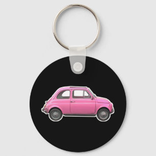 Roze fiat 500 Cinquecento -zestig auto Sleutelhanger
