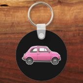 Roze fiat 500 Cinquecento -zestig auto Sleutelhanger (Voorkant)
