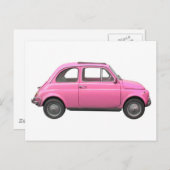 Roze fiat 500  Italiaanse auto Briefkaart (Voorkant / Achterkant)