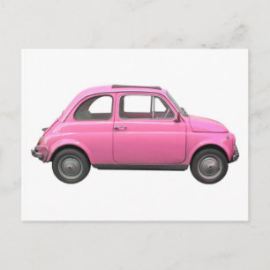 Roze fiat 500  Italiaanse auto Briefkaart