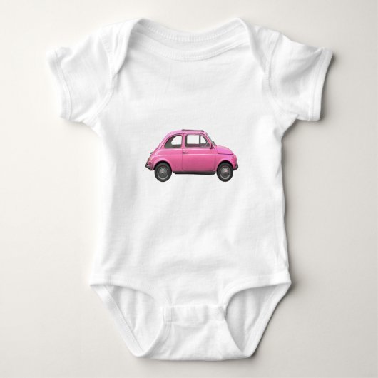 Roze fiat 500 Italiaanse auto Romper (Voorkant)
