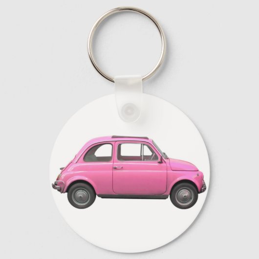 Roze fiat 500 Italiaanse auto Sleutelhanger (Voorkant)