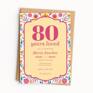 Roze Fiesta 80 Jaar Geliefde Verjaardagsfeest Kaart