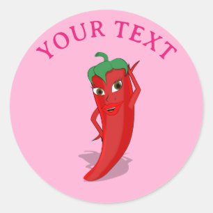 Roze Fiesta Bruiloft Feest Rode Hete Peper Bewerkb Ronde Sticker