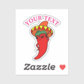 Roze Fiesta Bruiloftsfeest Roodhete Kawaii Peper Sticker (Vel)