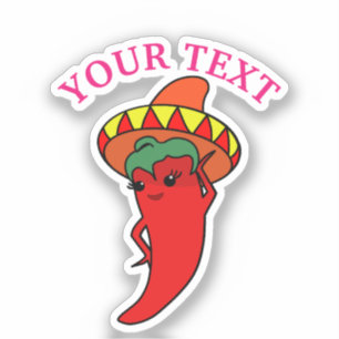Roze Fiesta Bruiloftsfeest Roodhete Kawaii Peper Sticker
