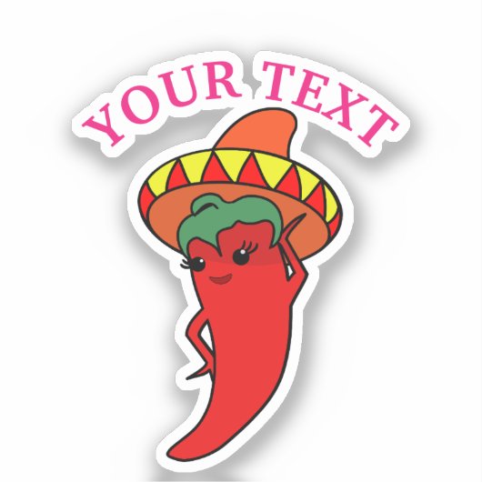 Roze Fiesta Bruiloftsfeest Roodhete Kawaii Peper Sticker (Voorkant)
