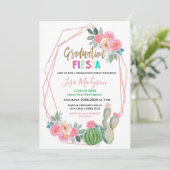 Roze Fiesta Graduation Party Uitnodiging (Staand voorkant)