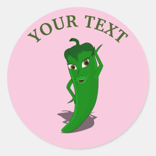 Roze fiesta Vrijgezellenfeest met groene pepper di Ronde Sticker (Voorkant)