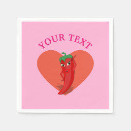 Roze fiesta Vrijgezellenfeest met rode hete pepper Servet