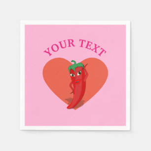 Roze fiesta Vrijgezellenfeest met rode hete pepper Servet