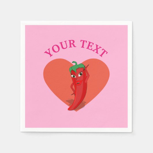 Roze fiesta Vrijgezellenfeest met rode hete pepper Servet (Voorkant)