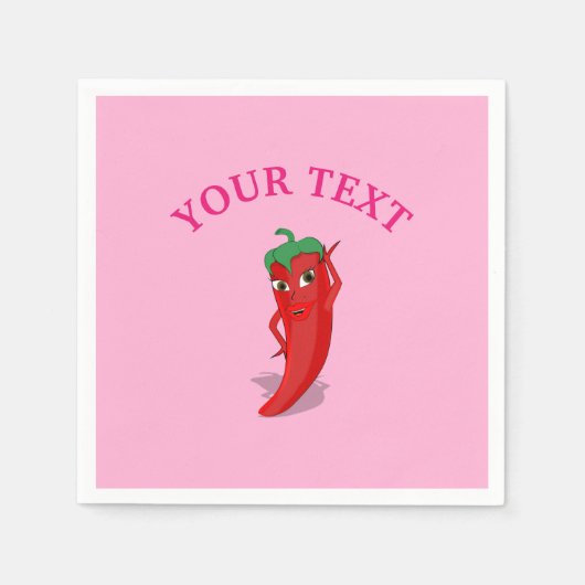 Roze fiesta Vrijgezellenfeest met rode hete pepper Servet (Voorkant)