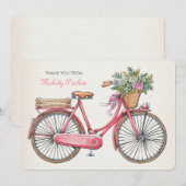 Roze fiets - Aangepaste notiecard Bedankkaart (Voorkant / Achterkant)