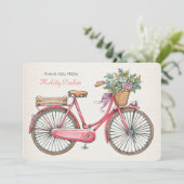 Roze fiets - Aangepaste notiecard Bedankkaart (Staand voorkant)
