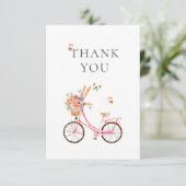 Roze fiets aquarel cadeautas tas bedankkaart (Staand voorkant)