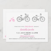 Roze Fiets Baby shower Kaart (Voorkant / Achterkant)