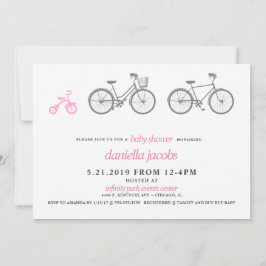Roze Fiets Baby shower Kaart