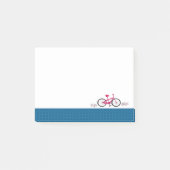 Roze fiets blauwe rand met patroon post-it® notes (Voorkant)