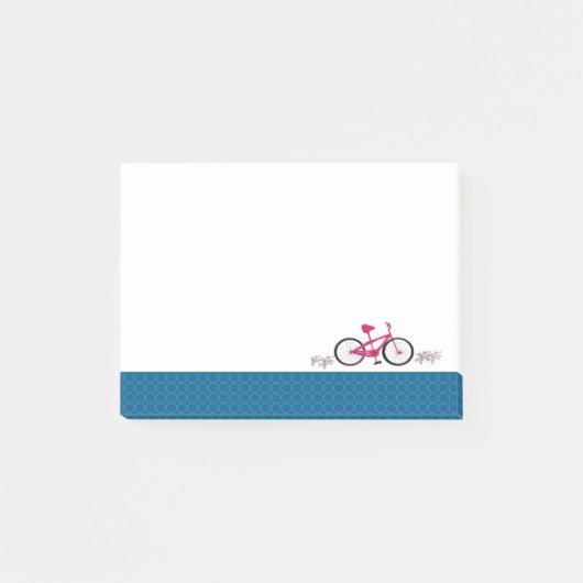 Roze fiets blauwe rand met patroon post-it® notes (Voorkant)