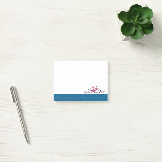 Roze fiets blauwe rand met patroon post-it® notes (Kantoor)