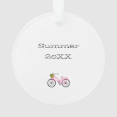Roze Fiets Bloemmand LOCATIE Jaar Zomer Ornament (achterkant)