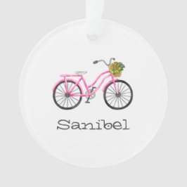 Roze Fiets Bloemmand LOCATIE Jaar Zomer Ornament