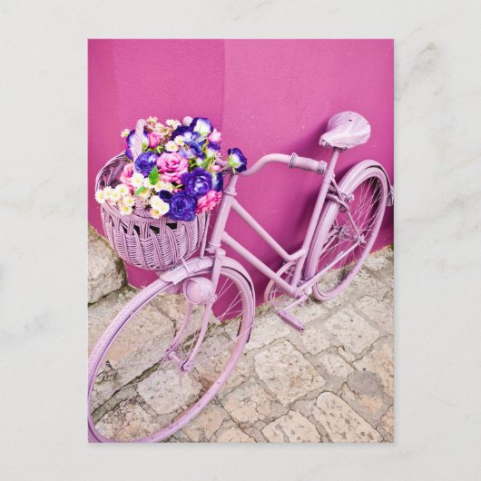 Roze fiets briefkaart (Voorkant)