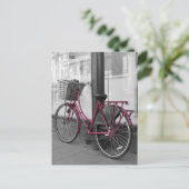 Roze fiets briefkaart (Staand voorkant)
