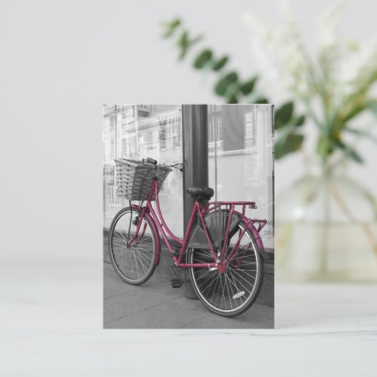 Roze fiets briefkaart (Staand voorkant)